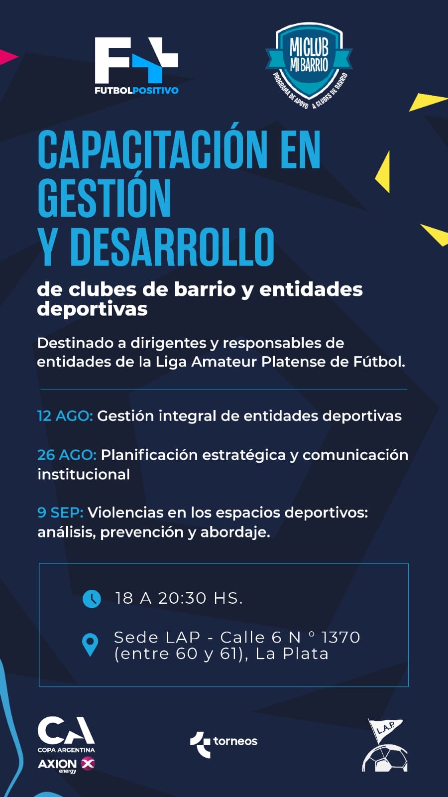 “MI CLUB, MI BARRIO”, EL CICLO DE CAPACITACIONES PARA DIRIGENTES VUELVE A LA LIGA